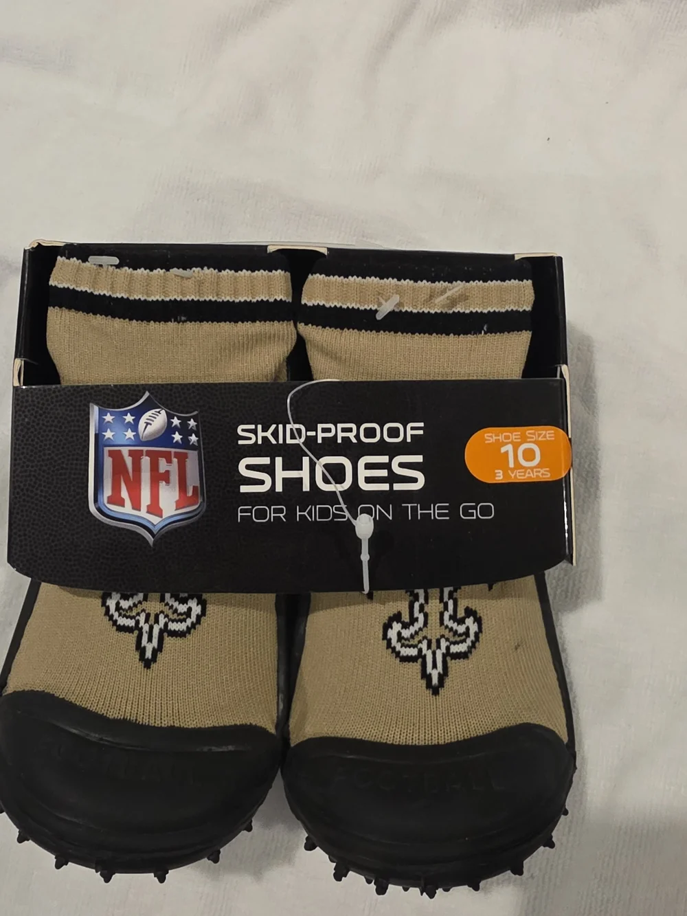 NFL Tan and Black Skid-Proof Athletic Sock Shoes